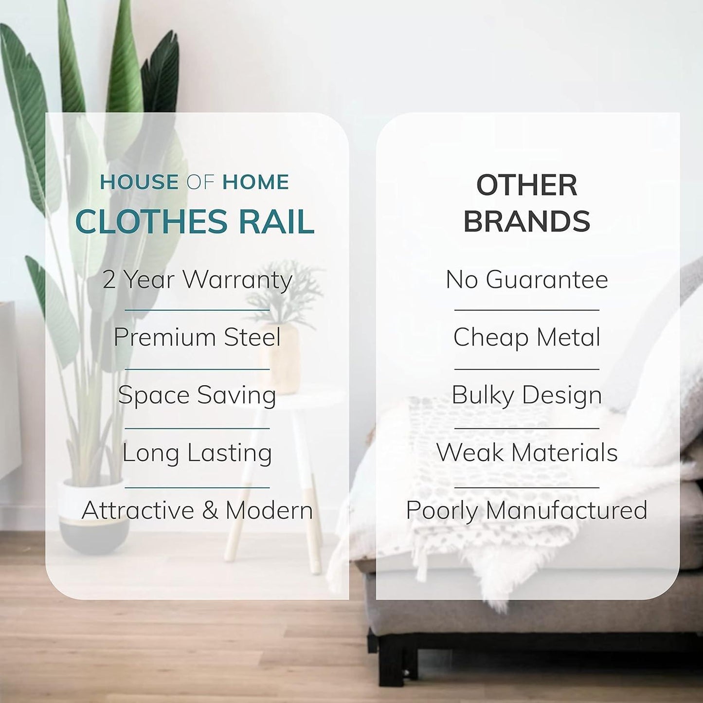 House of Home Superior 4FT Long x 5FT Clothes Rail In Black