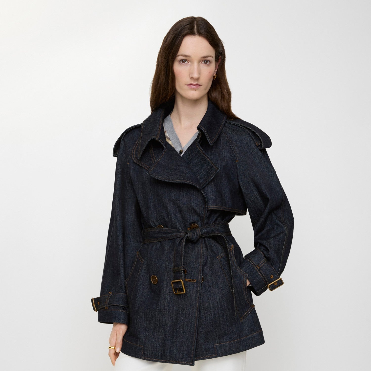 Short Denim Fitzrovia Trench Coat