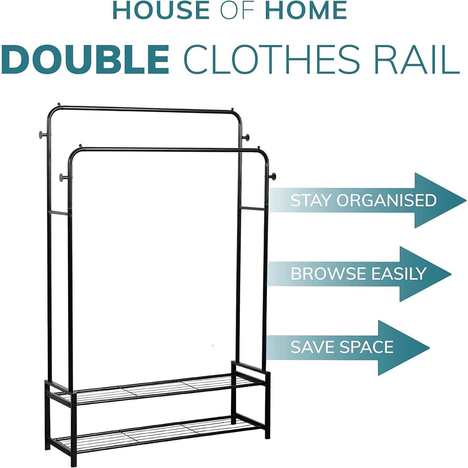 House of Home Freestanding Double Clothes Rail 3.5ft x 5.5