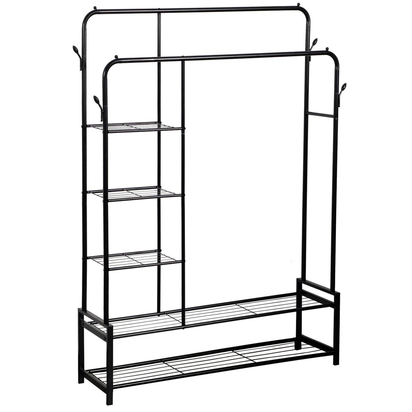 House of Home Double Clothes Rail with 2 Shoe Racks ,3 Shelves