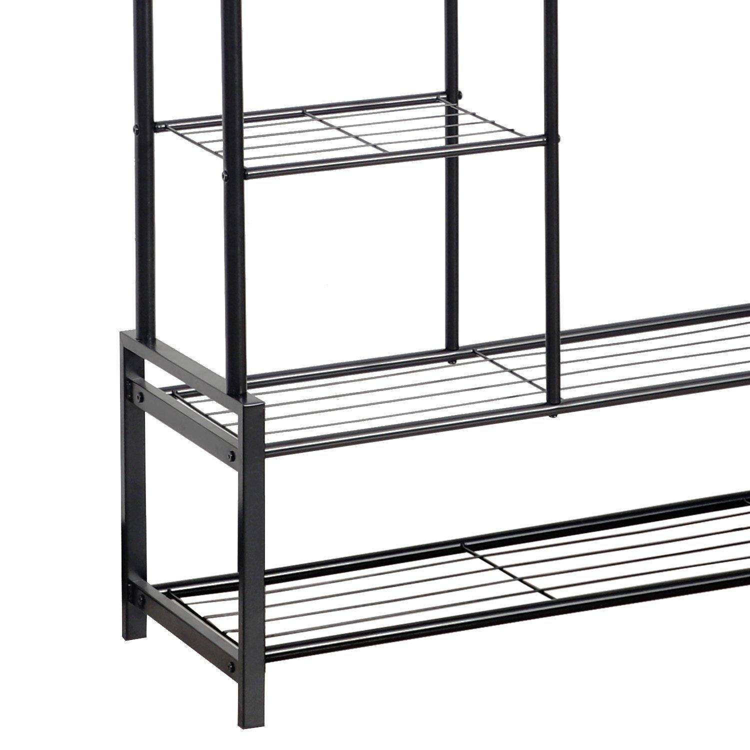 House of Home Double Clothes Rail with 2 Shoe Racks ,3 Shelves