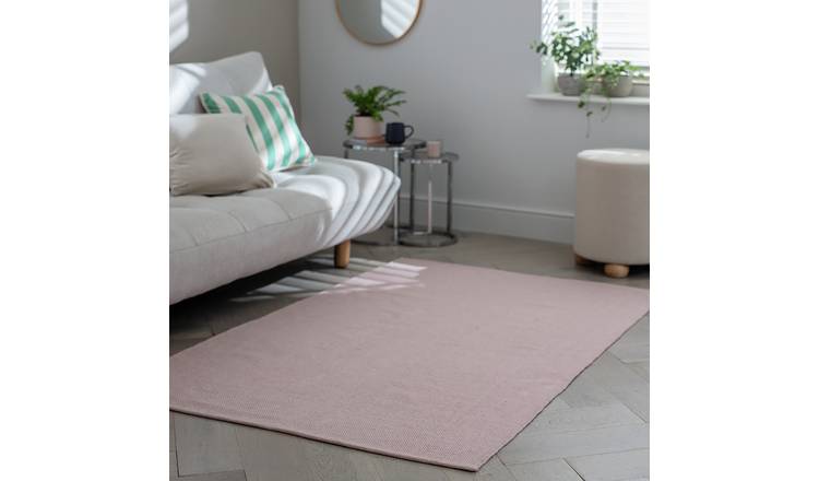 Argos Home Plain Pink Cotton Flatweave Rug - 60x90cm