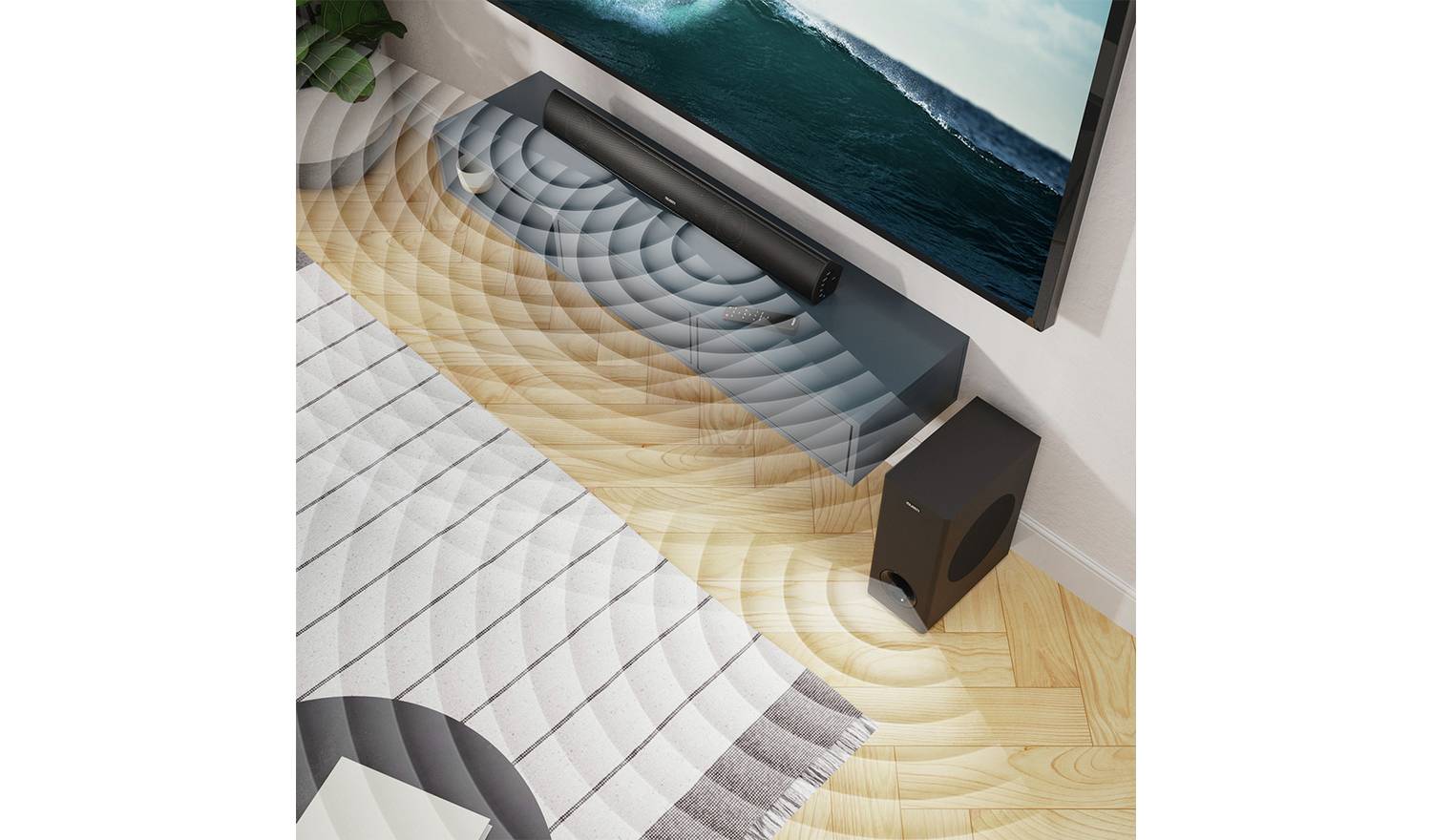 Majority Teton Plus 2.1Ch Bluetooth Soundbar & Wireless Hub