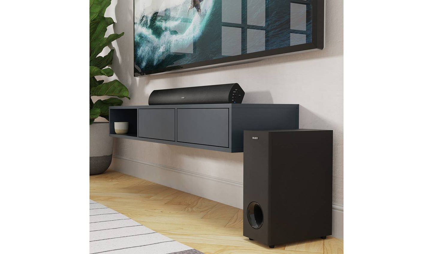 Majority Teton Plus 2.1Ch Bluetooth Soundbar & Wireless Hub