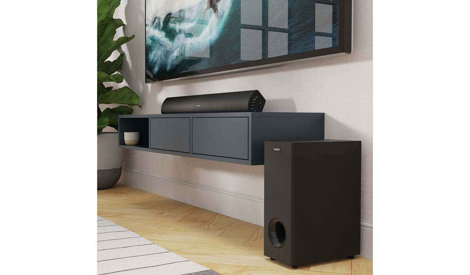 Majority Teton Plus 2.1Ch Bluetooth Soundbar & Wireless Hub