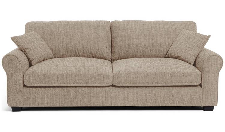 Argos Home Lisbon Fabric 4 Seater Sofa - Stone