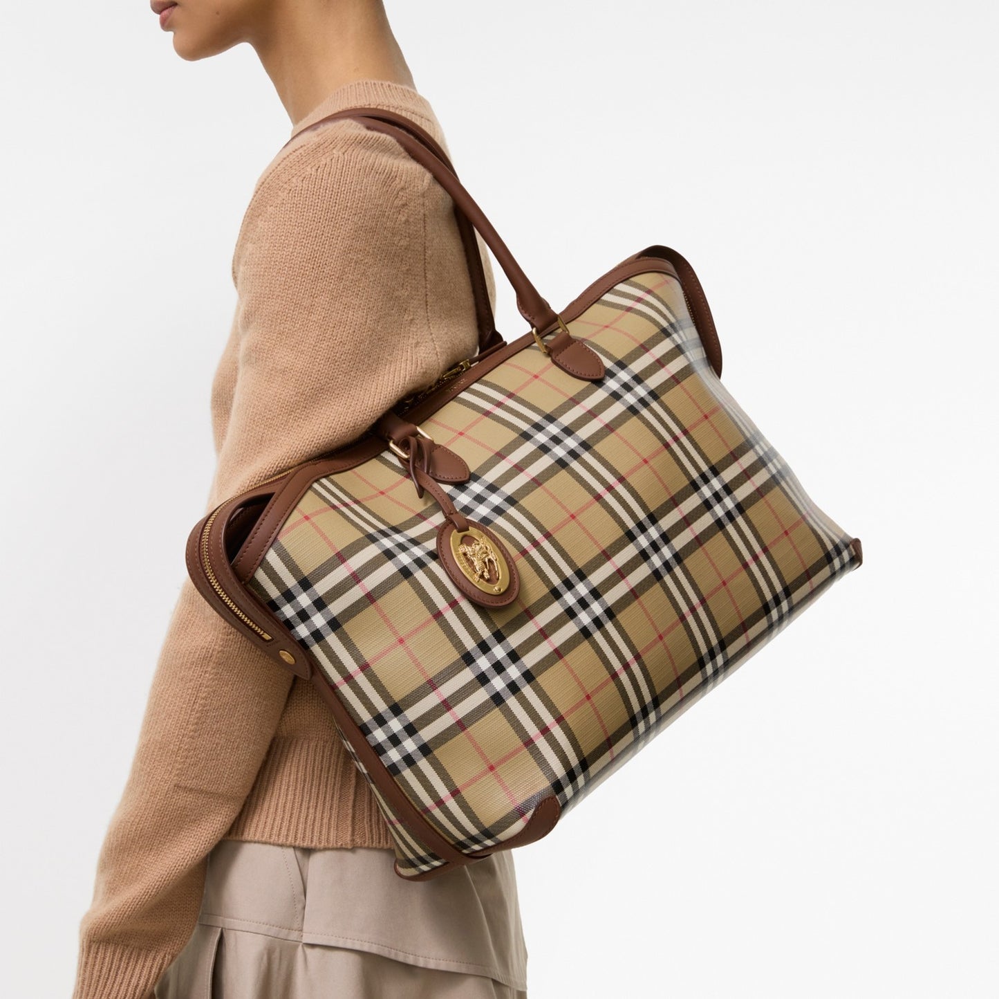 Medium Check Zip Tote