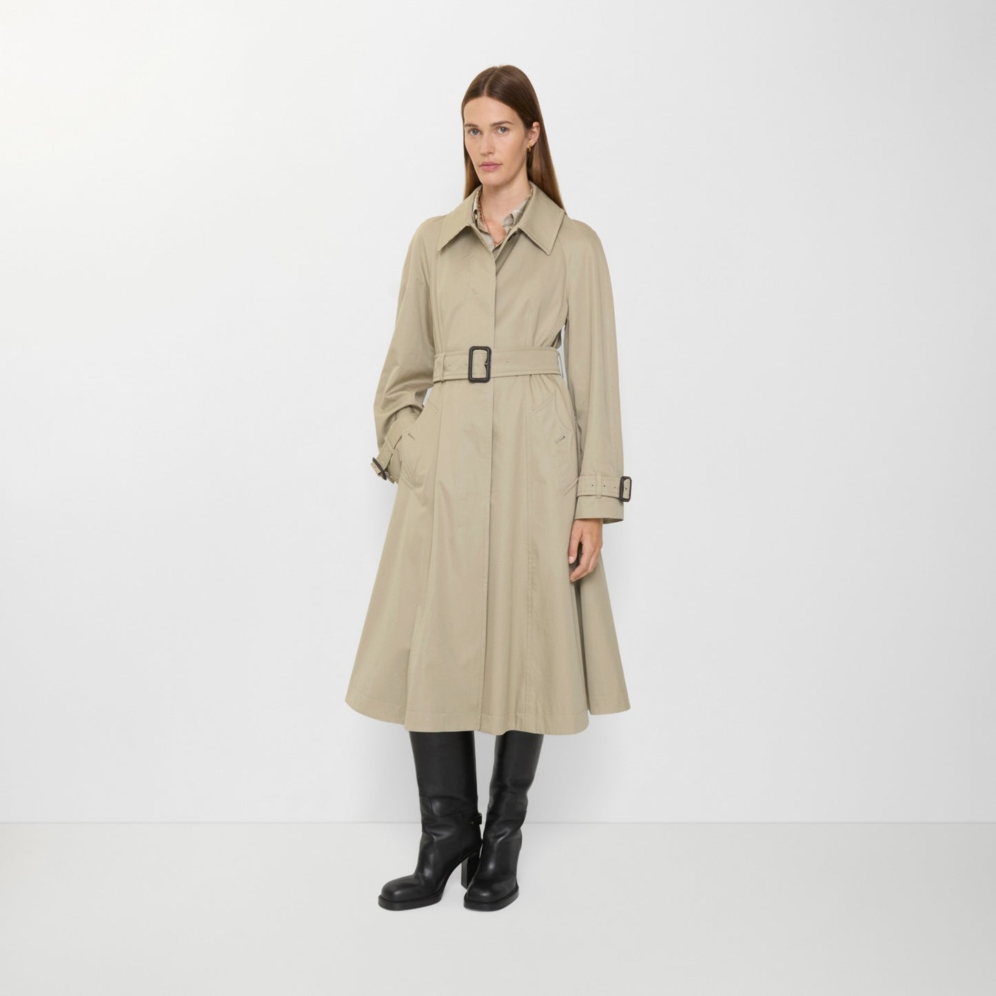 Long Gabardine Ellingham Fit-and-flare Car Coat