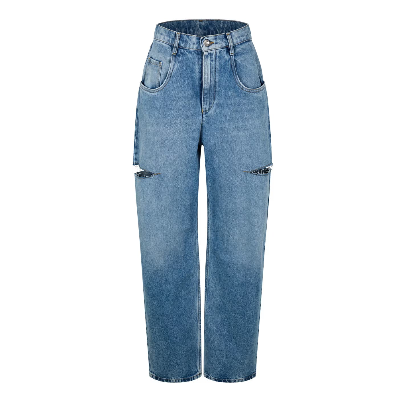 Denim Jeans With Slash Details