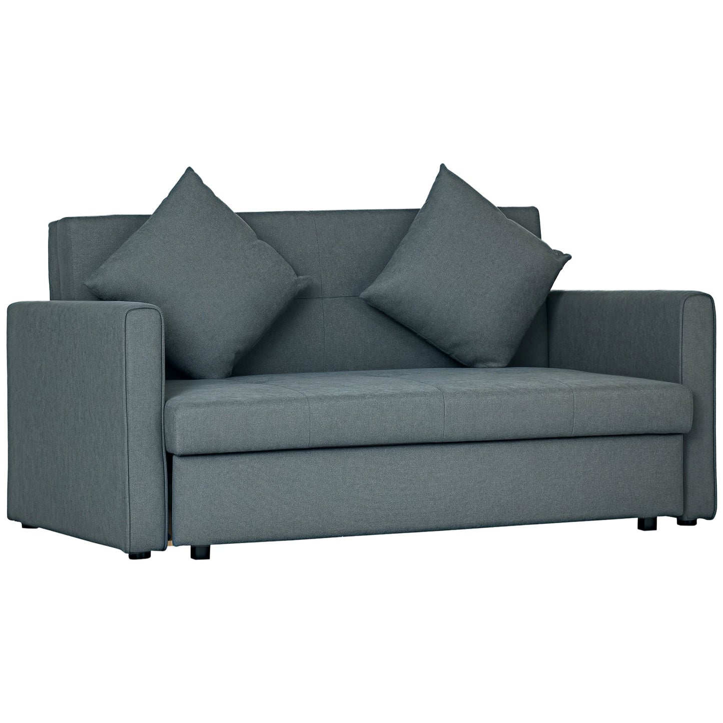 HOMCOM 2 Seater Modern Sofa Bed with Hidden Storage - Dark Grey