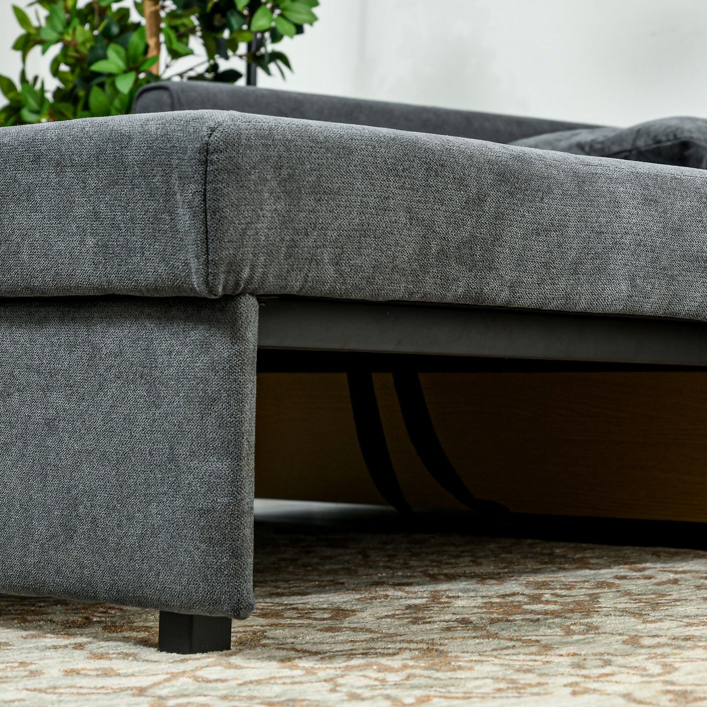 HOMCOM 2 Seater Modern Sofa Bed with Hidden Storage - Dark Grey