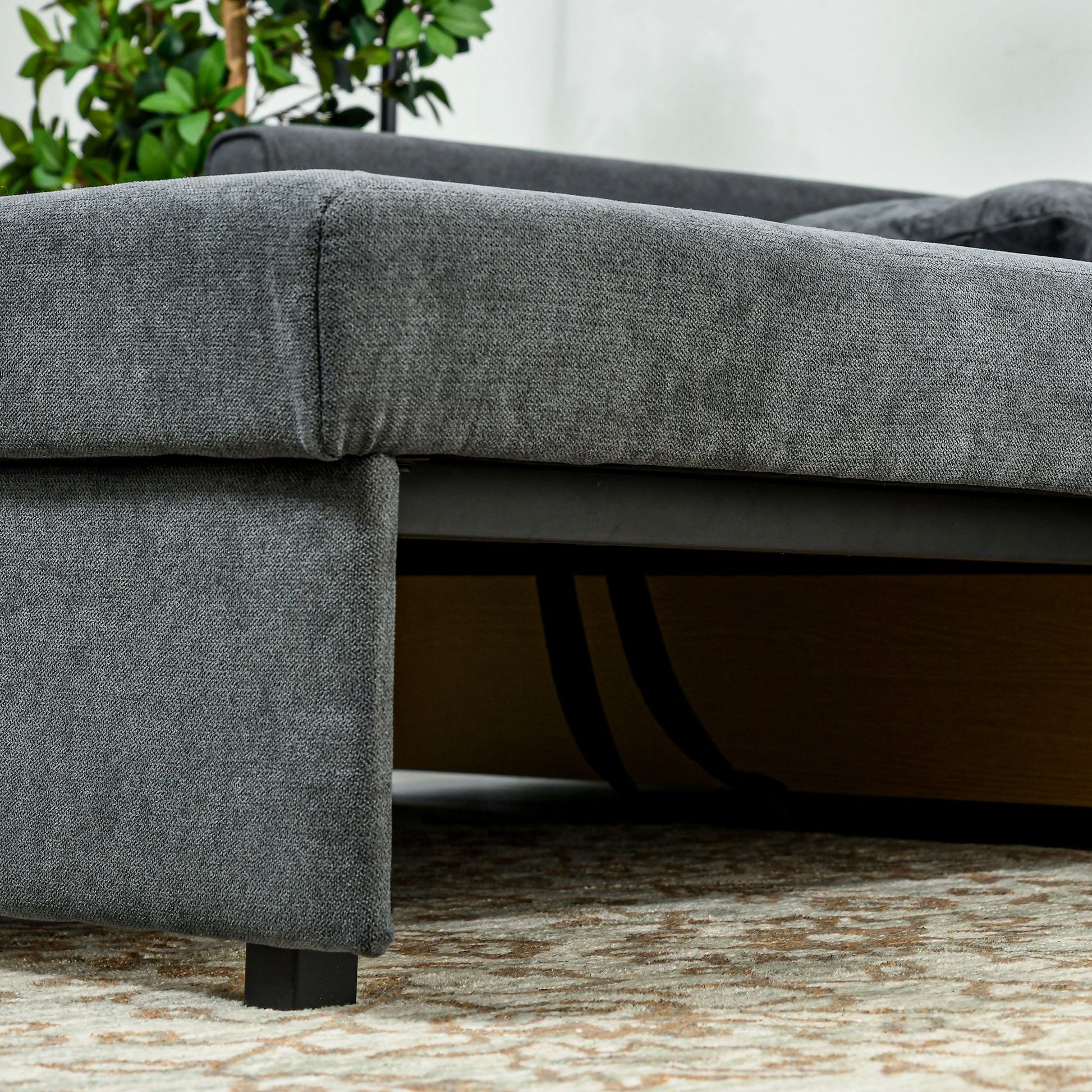 HOMCOM 2 Seater Modern Sofa Bed with Hidden Storage - Dark Grey