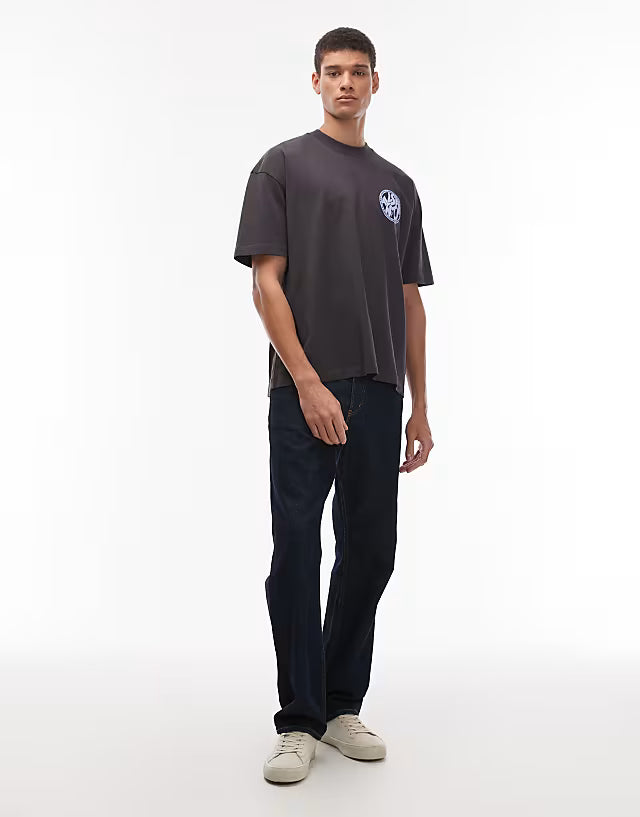 Allsaints distortion t-shirt in washed black / teal