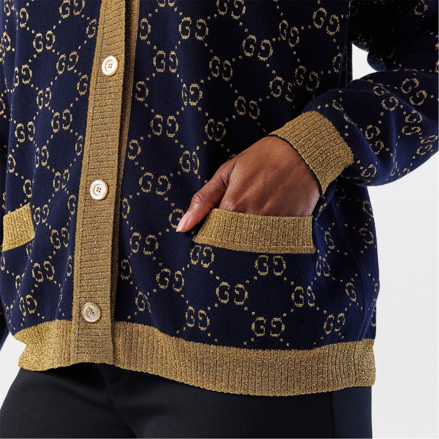 Women's GG Cotton Lamé Cardigan