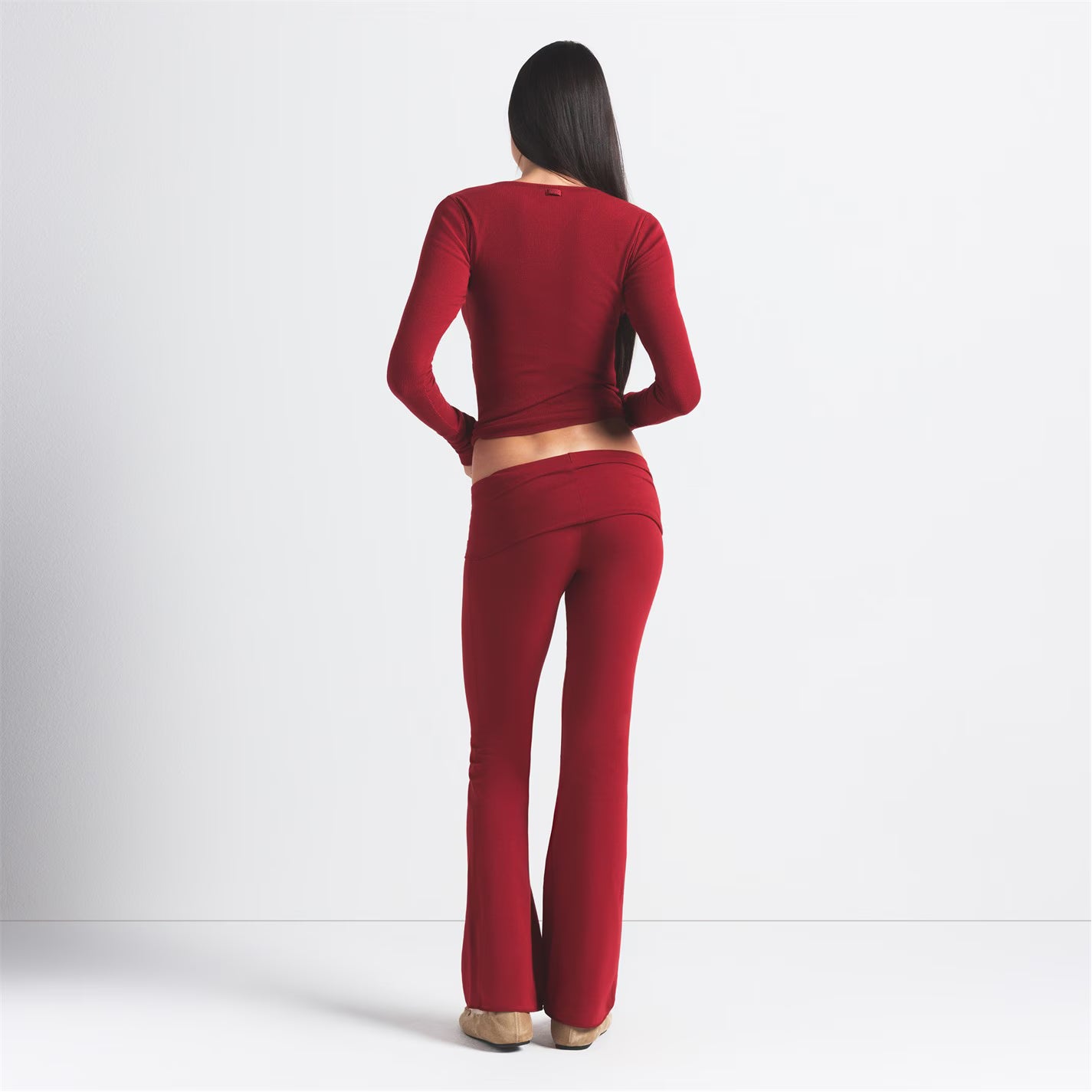 Womens Cotton Jersey Foldover Pant