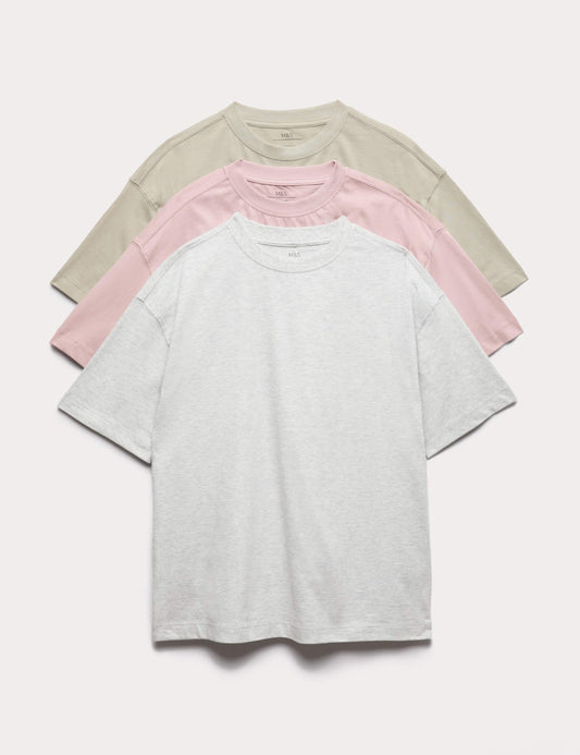 3 Pack Pure Cotton T-Shirts (6-16 Yrs)