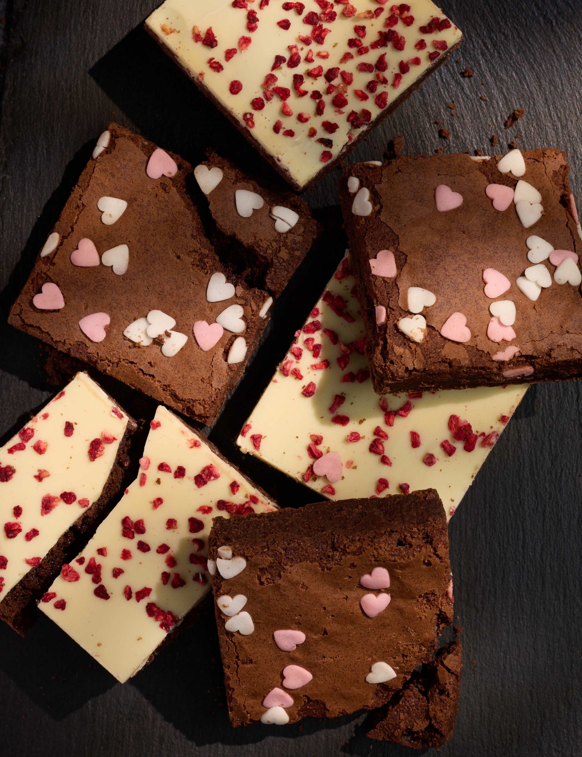 3 White Chocolate & Raspberry Topped & 3 Indulgent Chocolate Brownies