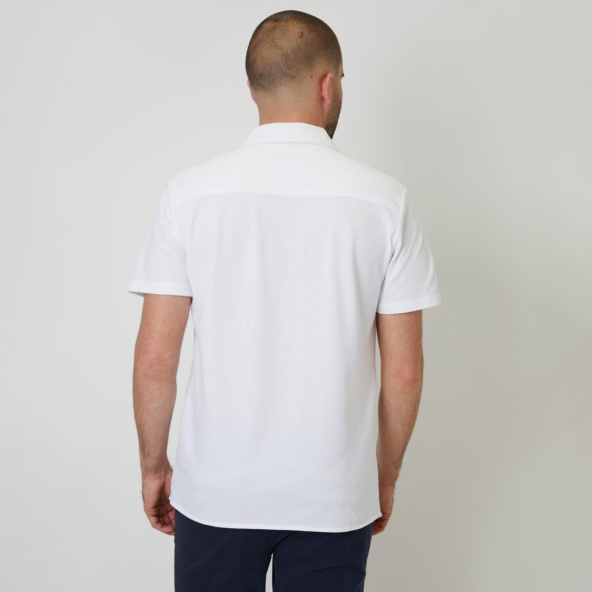 Threadbare Cotton Pique Revere Collar Short Sleeve Shirt