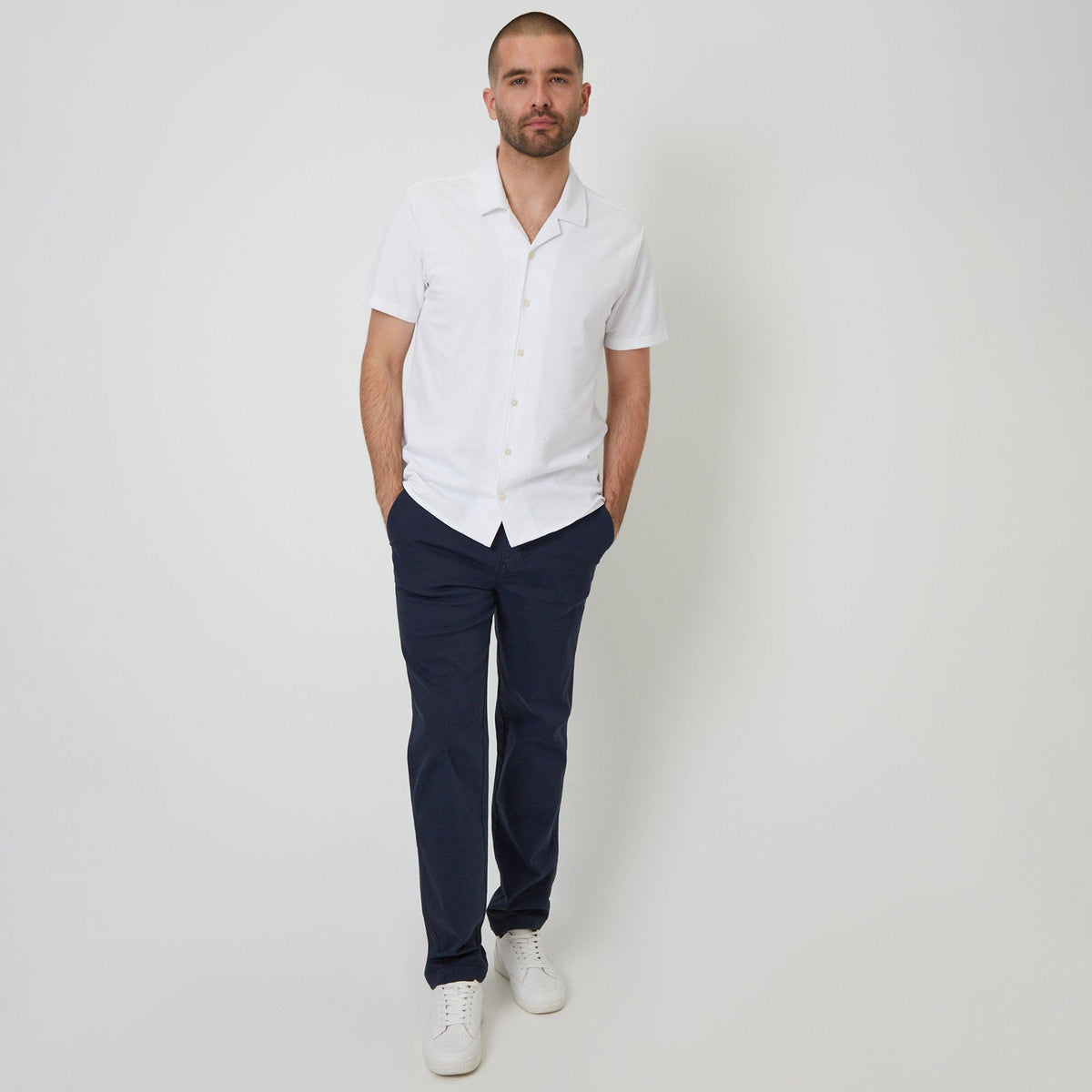 Threadbare Cotton Pique Revere Collar Short Sleeve Shirt