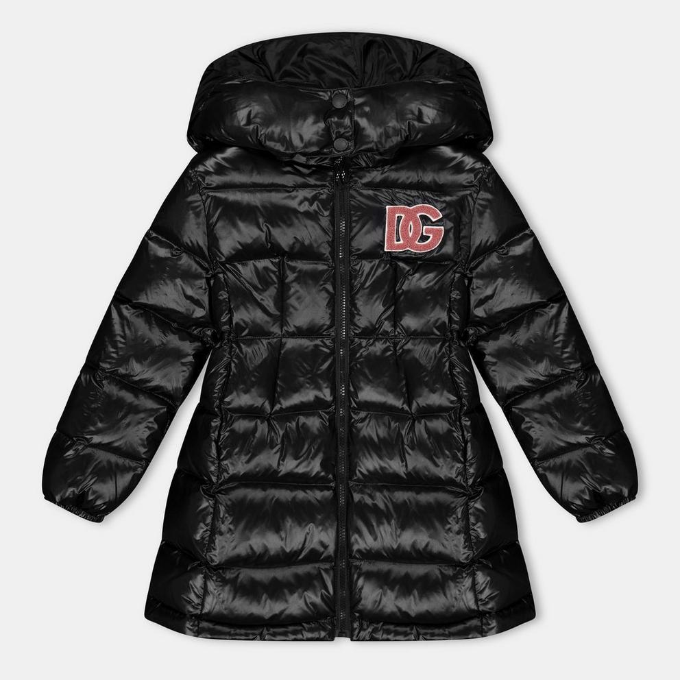 Dolce and Gabbana Kids' Water Resistant Adjustable Hood Long Puffer Jacket