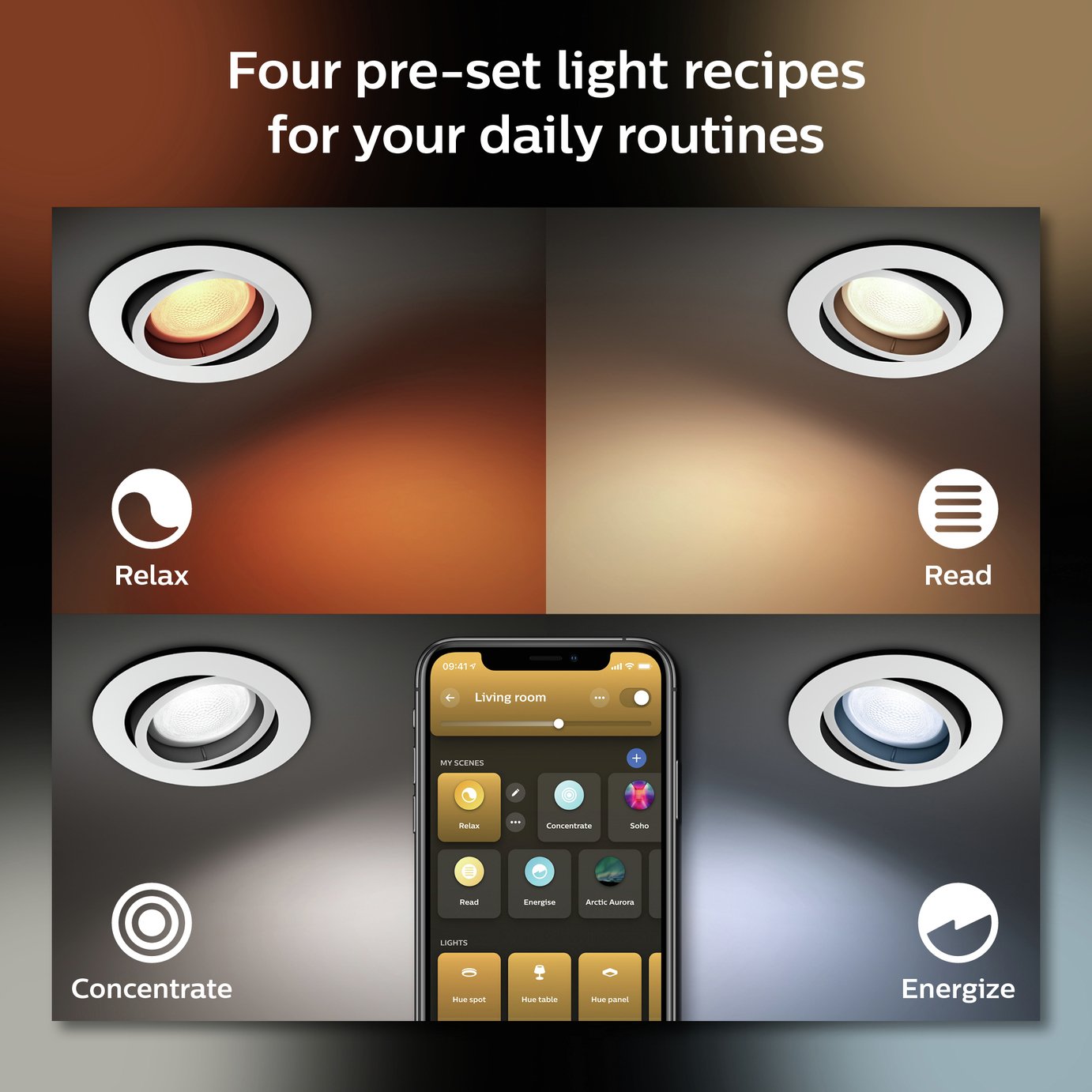 Philips Hue Centura Recessed 3 Light LED Spotlight - White