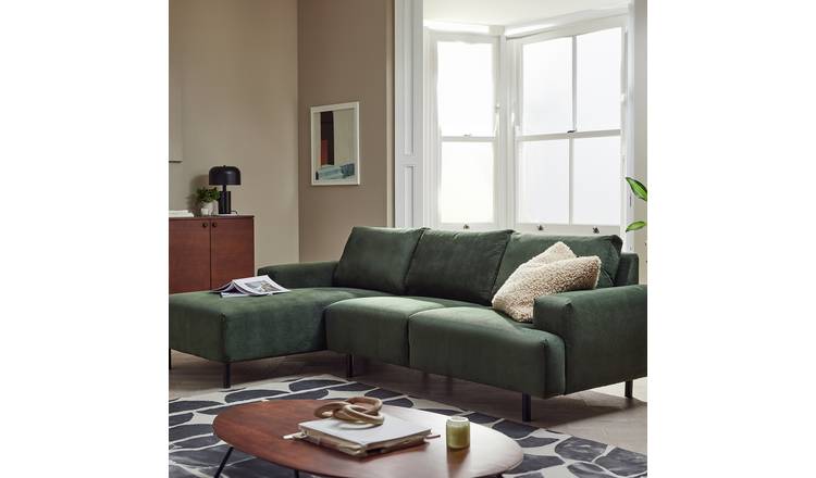 Habitat Julien Fabric Left Hand Corner Chaise Sofa - Green