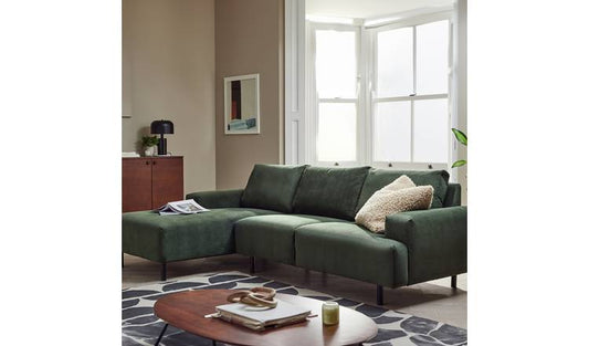 Habitat Julien Fabric Left Hand Corner Chaise Sofa - Green