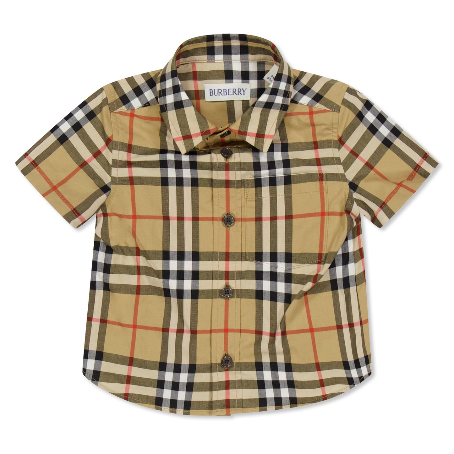 Burberry Kids' Check Short Sleeve Oxford Shirt