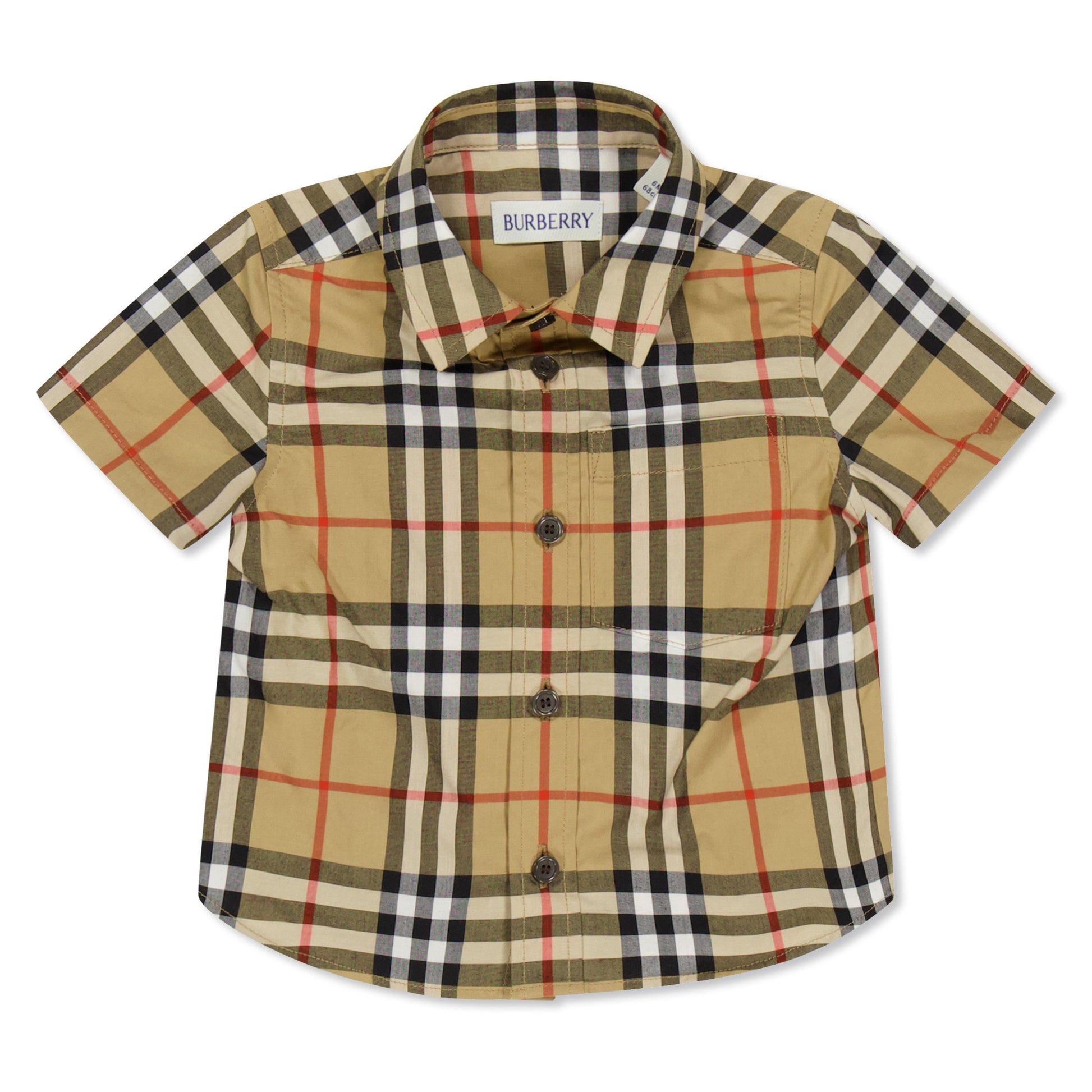 Burberry Kids' Check Short Sleeve Oxford Shirt