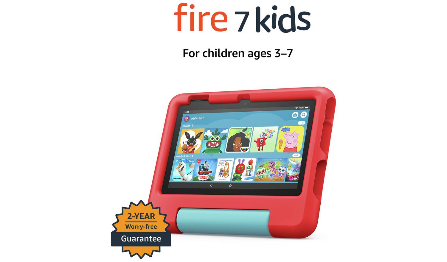 Amazon Fire 7 Kids Tablet for ages 3-7, 7in 16GB - Red