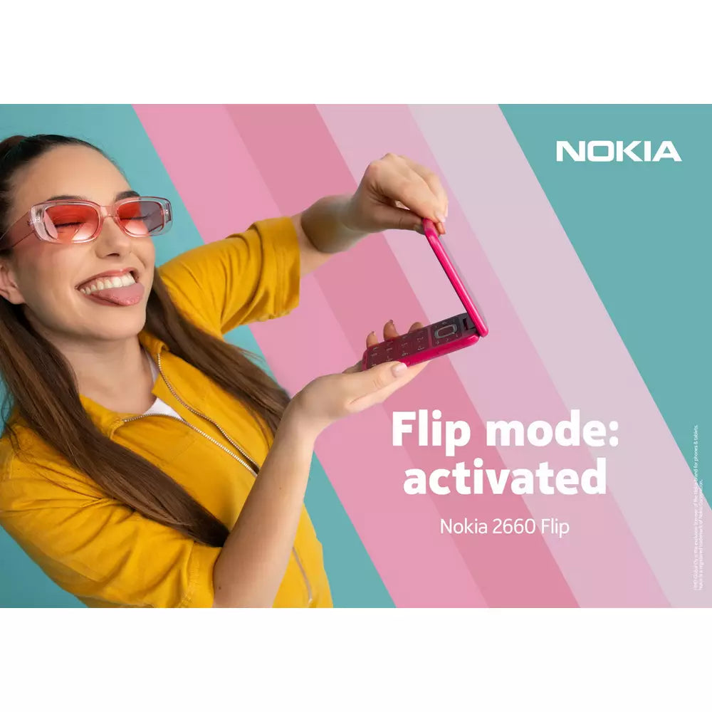 SIM Free Nokia 2660 Flip Mobile Phone - Pink