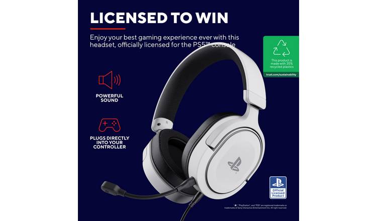 Trust GXT 498 Forta PS5 Wired Gaming Headset - White