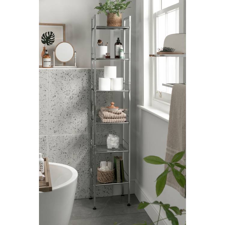 Habitat 6 Tier Bathroom Storage Shelf Unit - Chrome