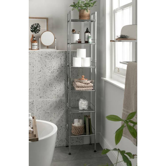 Habitat 6 Tier Bathroom Storage Shelf Unit - Chrome