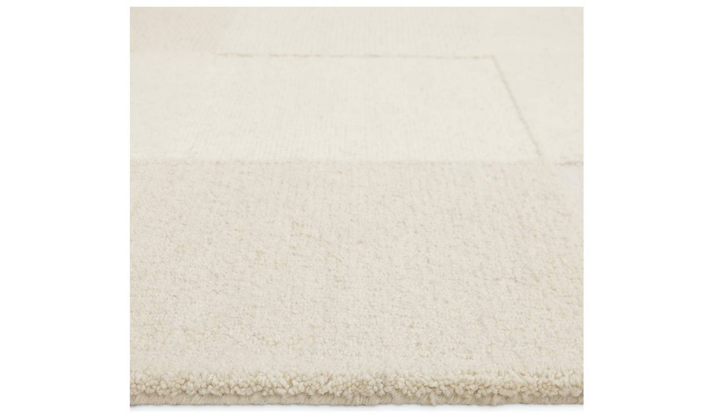 Habitat Checkerboard Natural Wool Cut Pile Rug - 120x170cm