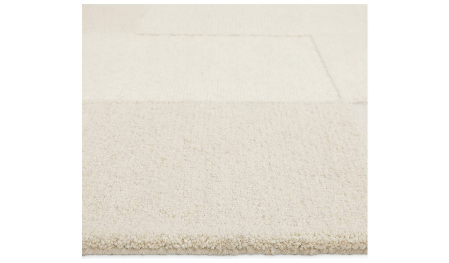 Habitat Checkerboard Natural Wool Cut Pile Rug - 120x170cm