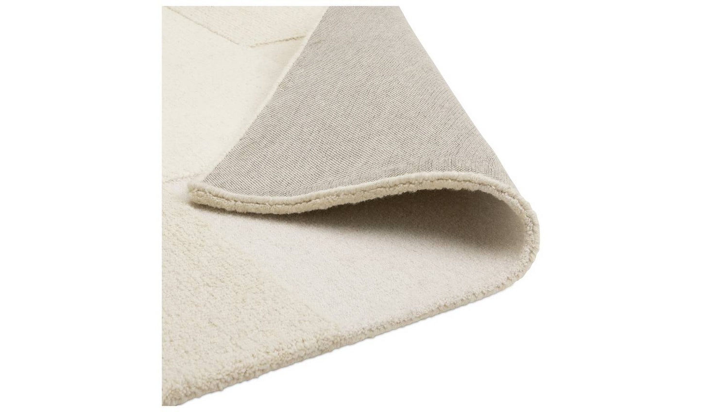 Habitat Checkerboard Natural Wool Cut Pile Rug - 120x170cm