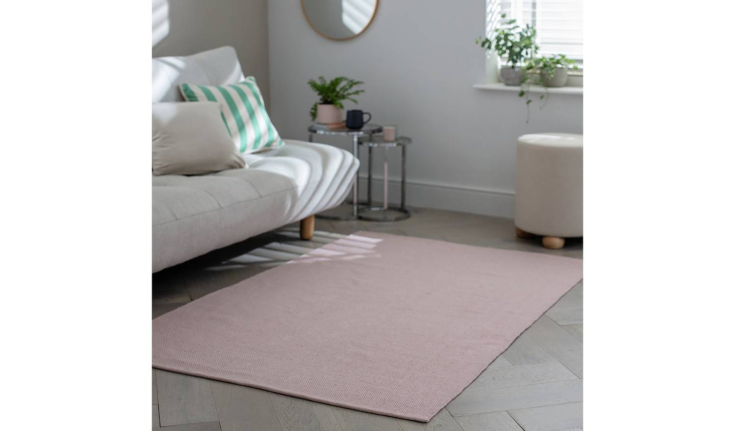 Argos Home Plain Pink Cotton Flatweave Rug - 120x170cm
