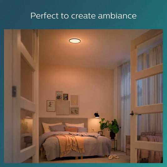Philips Super Slim LED Flush to Ceiling Light - Black