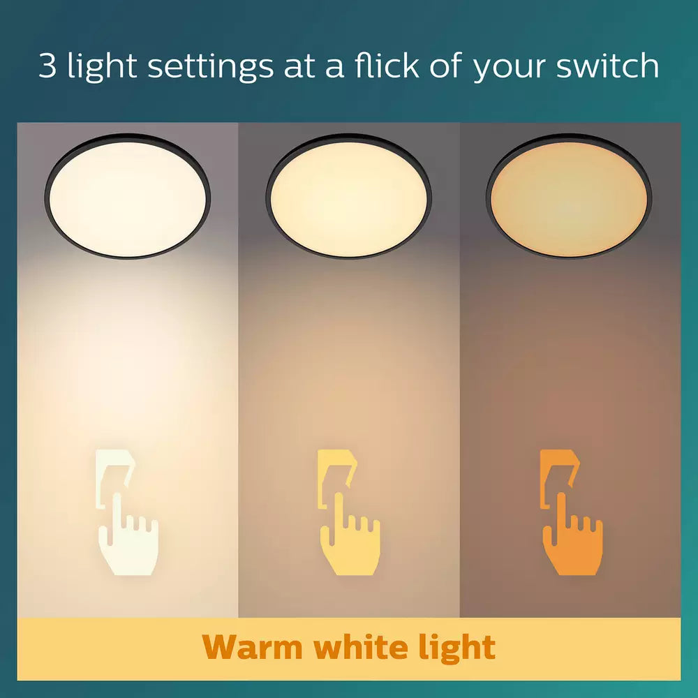 Philips Super Slim LED Flush to Ceiling Light - Black
