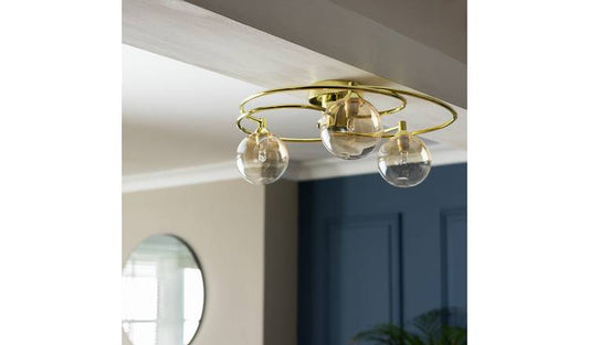 Argos Home Ombre Glass Metal Flush to Ceiling Light - Brass