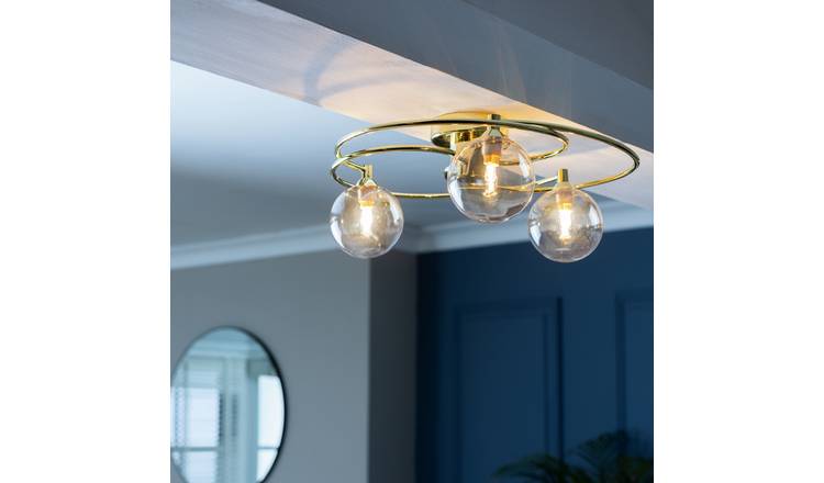 Argos Home Ombre Glass Metal Flush to Ceiling Light - Brass