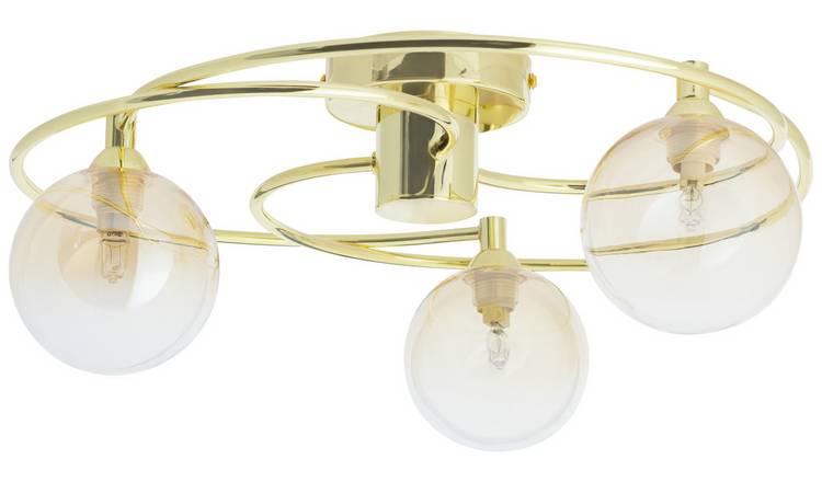 Argos Home Ombre Glass Metal Flush to Ceiling Light - Brass