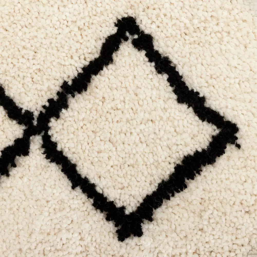 Habitat Diamond Tufted Cream & Black Shaggy Rug - 120x170cm
