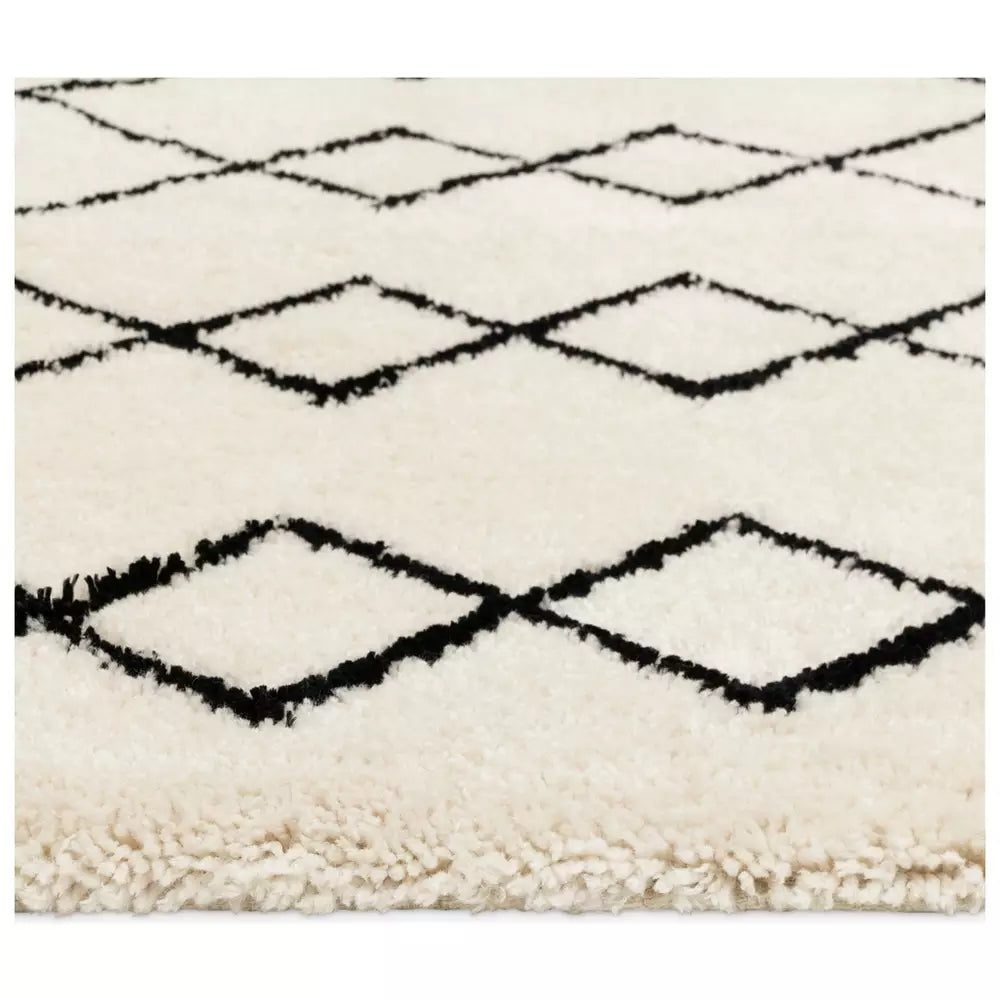 Habitat Diamond Tufted Cream & Black Shaggy Rug - 120x170cm