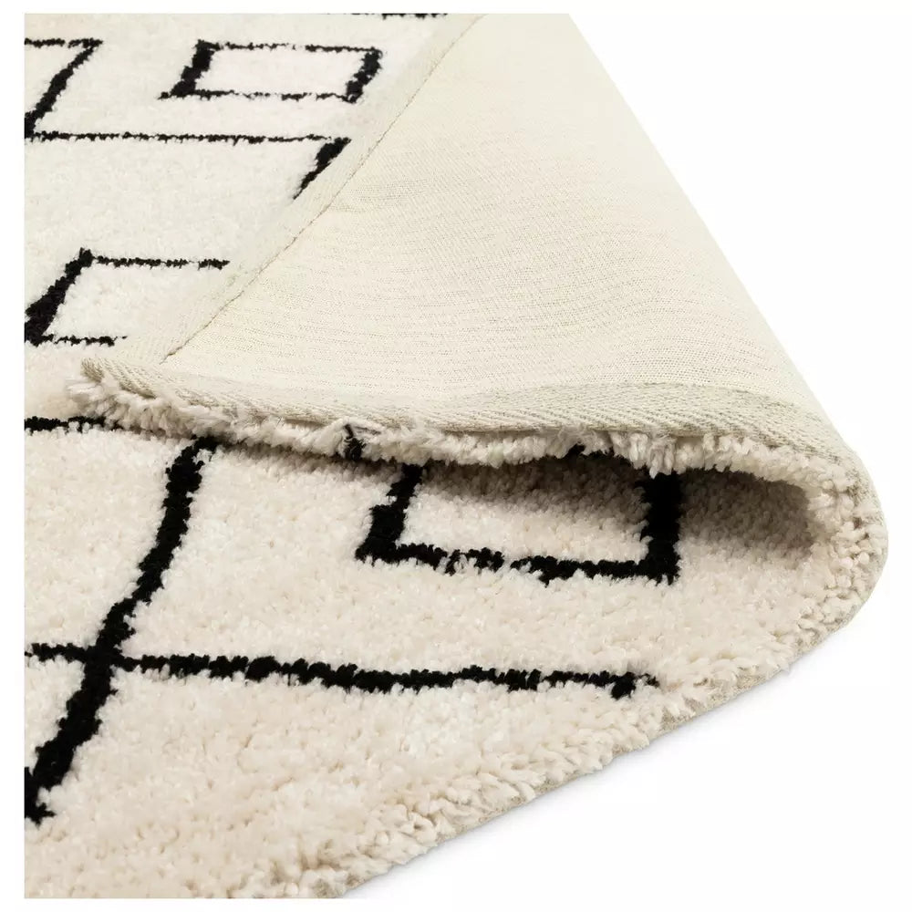 Habitat Diamond Tufted Cream & Black Shaggy Rug - 120x170cm