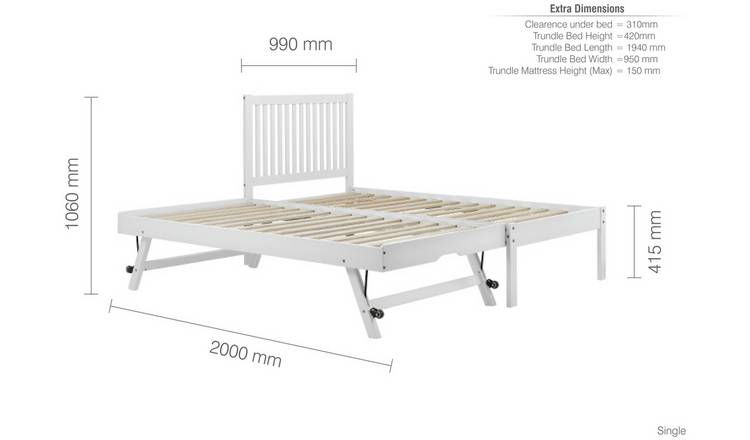 Birlea Buxton Single Bed Frame With Trundle - White