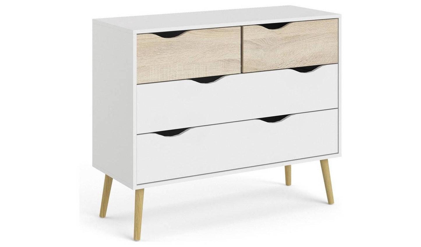 Tvilum Oslo 4 Drawer Chest - White & Oak
