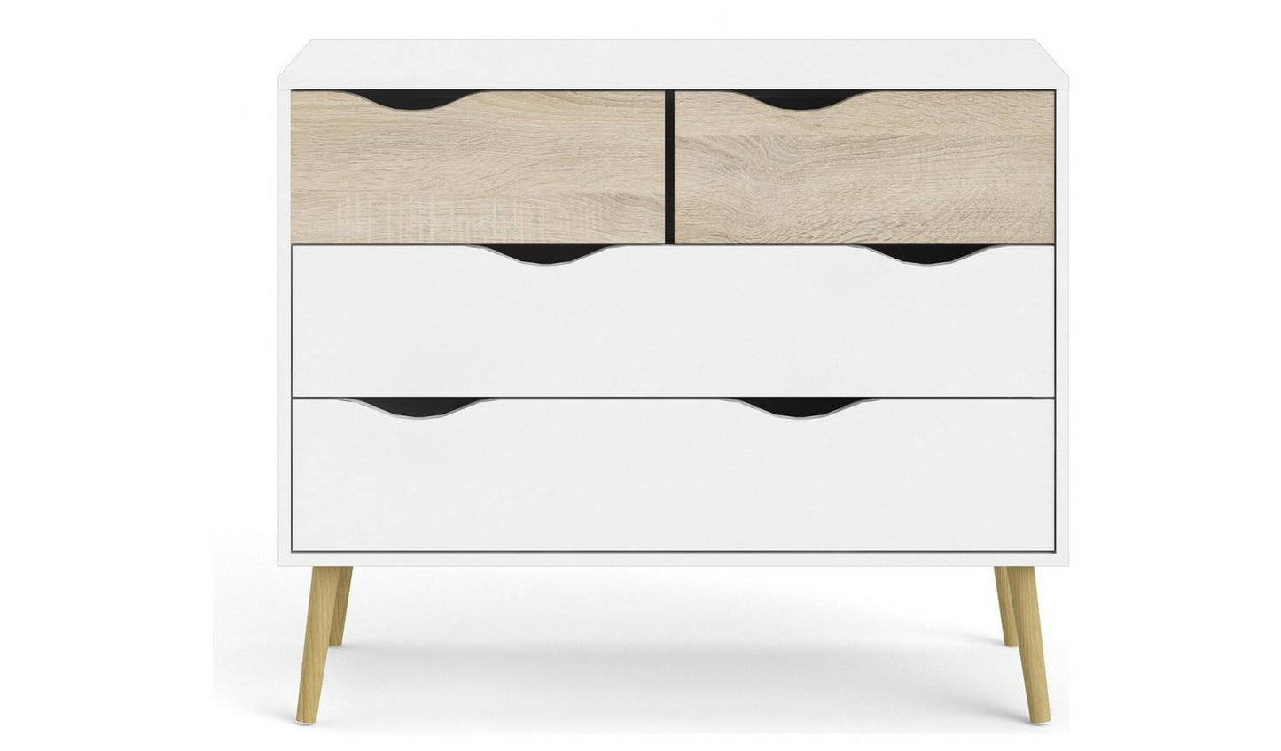 Tvilum Oslo 4 Drawer Chest - White & Oak