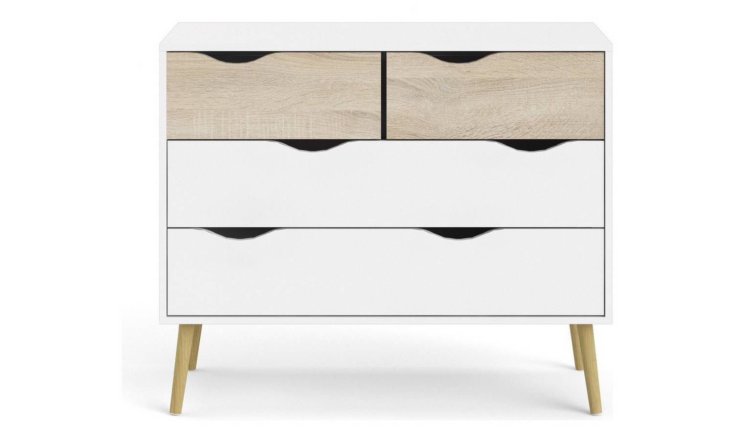 Tvilum Oslo 4 Drawer Chest - White & Oak